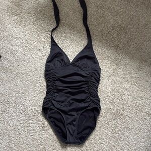 J Crew ruched halter — charcoal gray — size 8 short torso